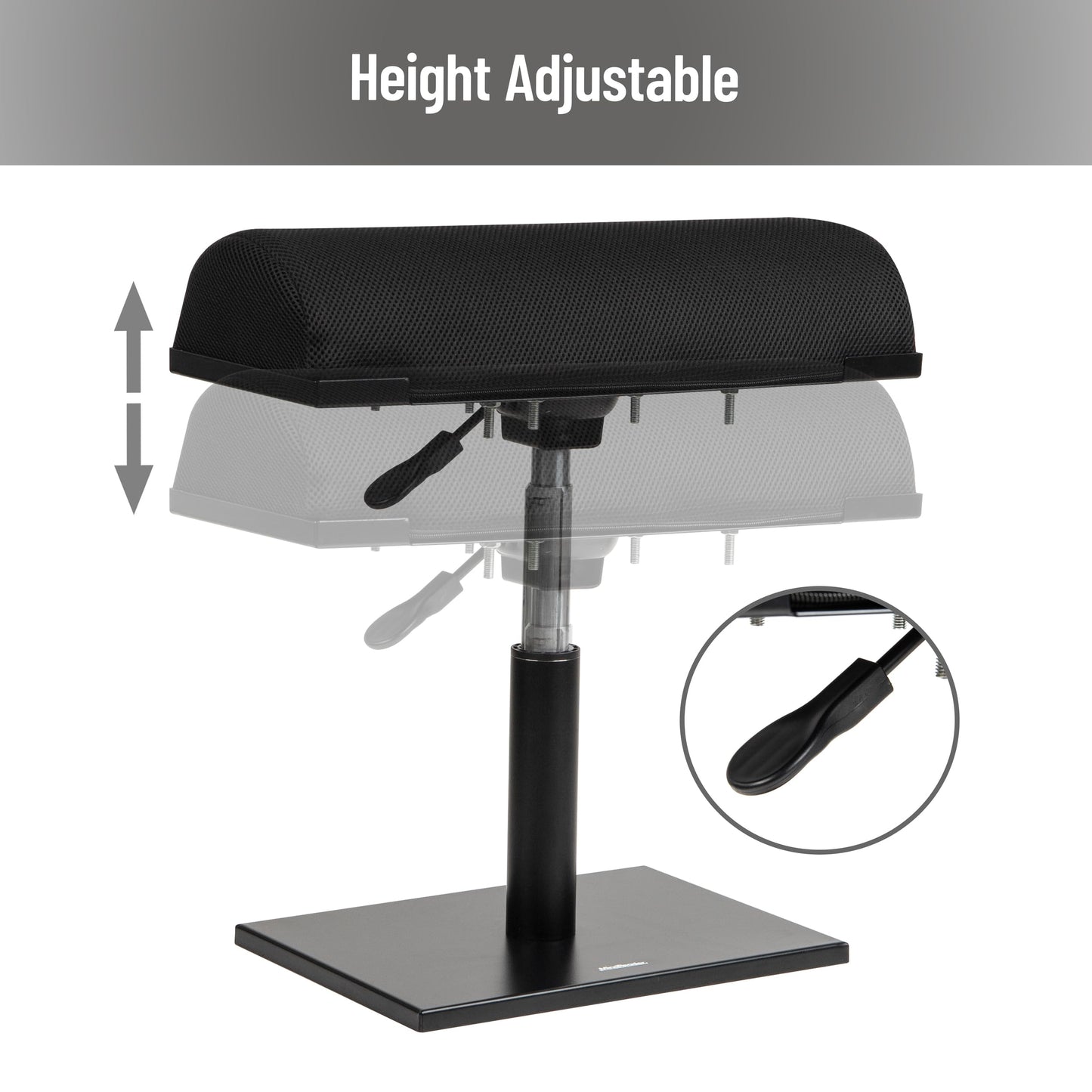 Mind Reader Foot Rest, Under Desk, Ergonomic, Hydraulic Height Adjustable, Ottoman, Office, Foam, 16.75" L x 7.5" W x 3.75" H, Black