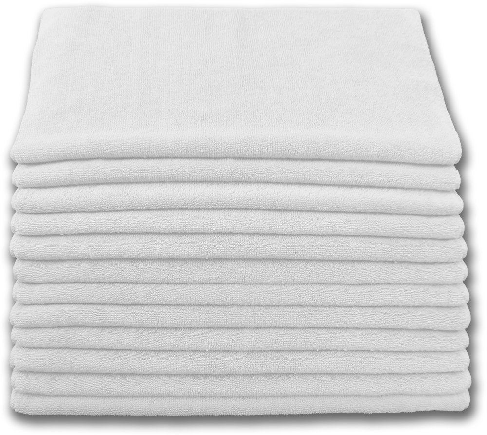 Direct Mop Sales, Inc. Professional 16x16 Inch Microfiber Cleaning Cloths - White Case of 204-300 GSM Terry Cloth - Ideal for Dusting and General Cleaning