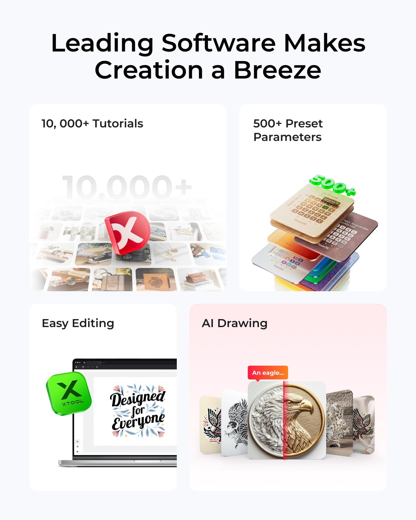 xTool S1 Laser Engraver and Cutter Machine with Air Assist & Honeycomb, 23.93" x 15.16" Bed Size, Beginner-friendly, Class 1 Safety Laser Engravering Machine for Wood and Metal, Acrylic - Basic Bundle