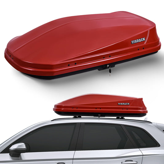 Potowo Rooftop Cargo Carrier Box, Large Hard Shell Roof Rack Cargo Carrier with Security Keys, Waterproof Rooftop Cargo Box, 62 (L) x 31 (W) x 15(H) Inches, 14 Cubic Feet (Red)