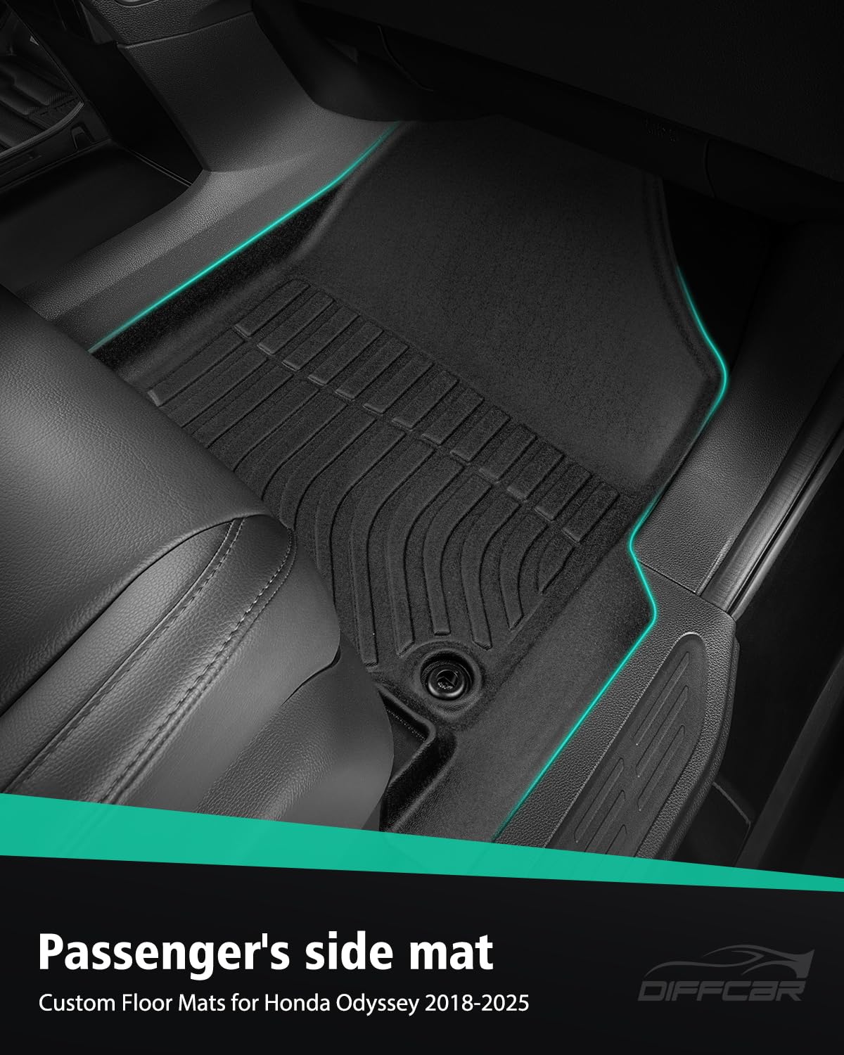 DiffCar® Floor Mats & Cargo Liner for Honda Odyssey 2018-2026, All Weather Car Accessories (Set of 5 Mats)