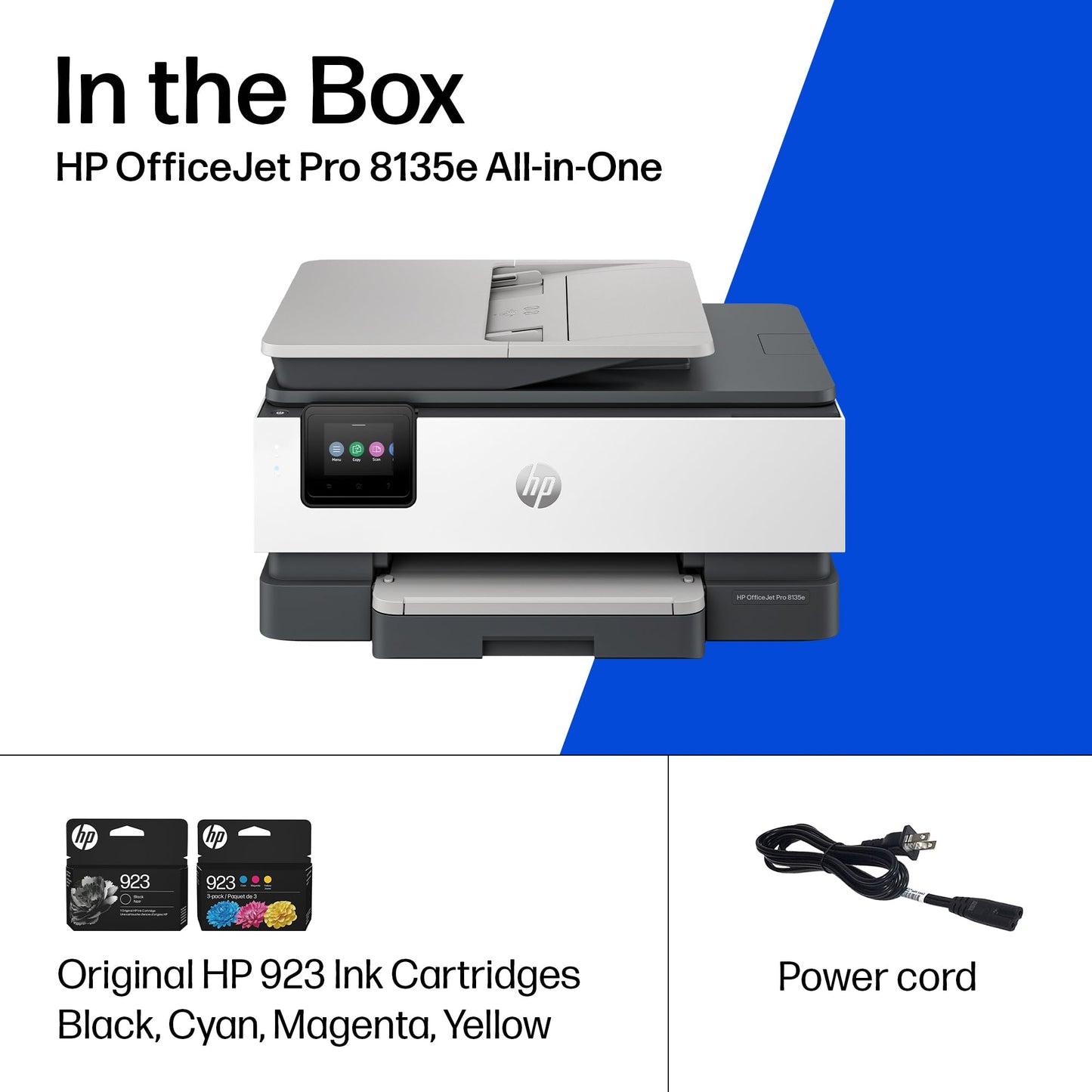 HP OfficeJet Pro 8135e Wireless All-in-One Color Inkjet Printer, Print, scan, copy, fax, ADF, Duplex printing Best-for-home office, 3 month Instant Ink trial included, AI-enabled (40Q35A)