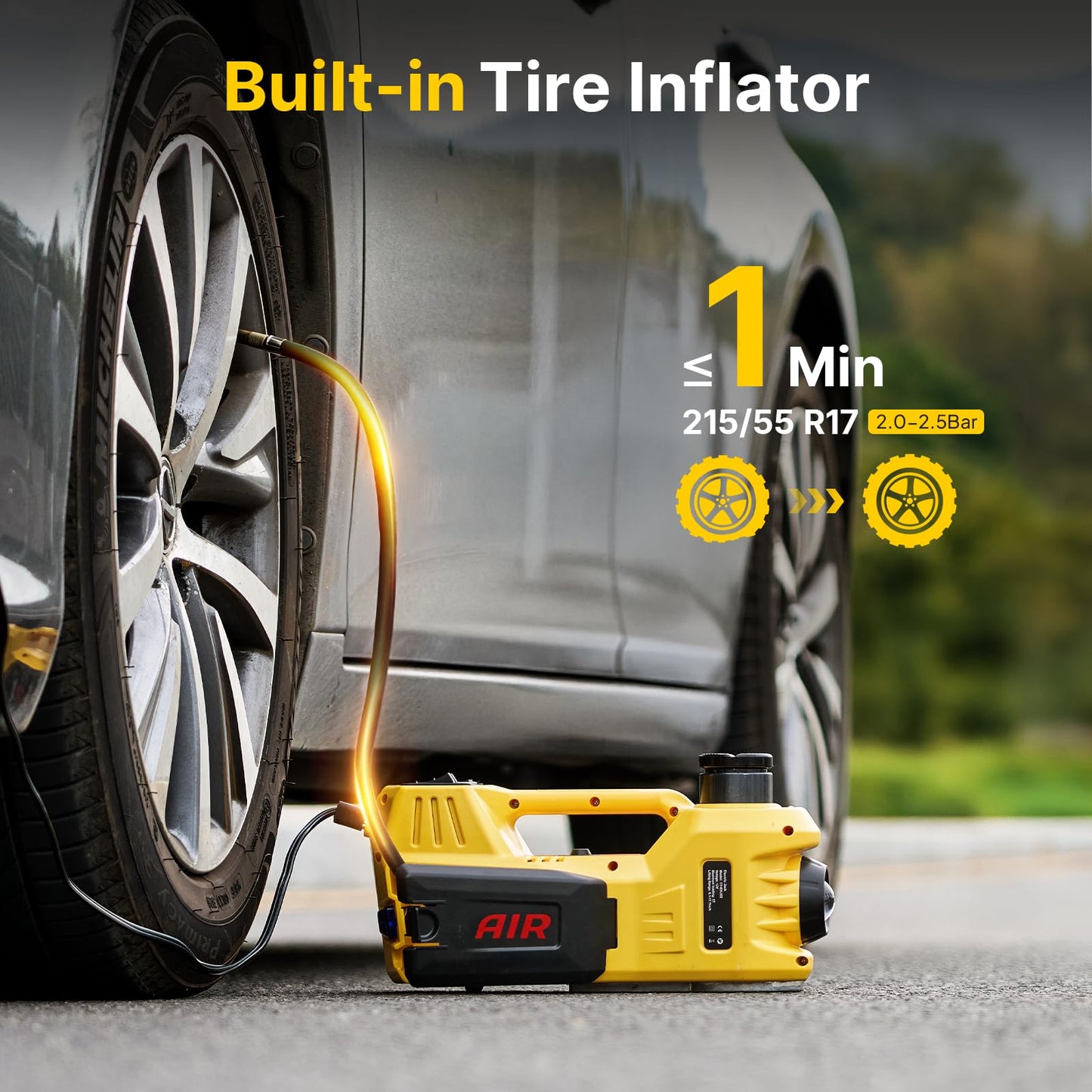 TaskStar Electric Car Jack Kit, 5 Ton/11023 lbs 12V Hydraulic Car Jack Lift with Electric Impact Wrench and Tire Inflator Pump, Portable Auto Kit for SUV MPV Sedan Truck Change Tires Garage Repair