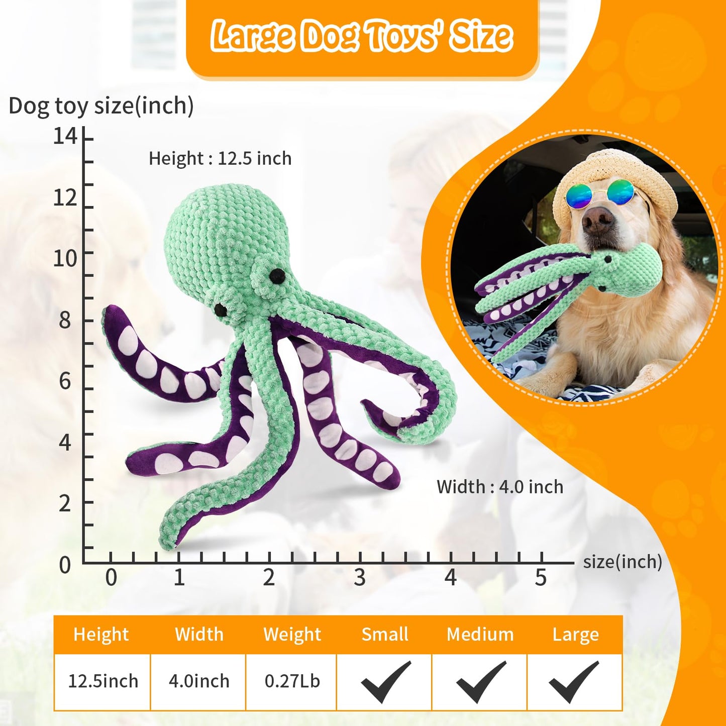 Fuufome Large Squeaky Dog Toys- Plush Dog Toys with Soft Fabric for Small, Medium, and Large Dogs Daily Companionship, Training Reward Gift
