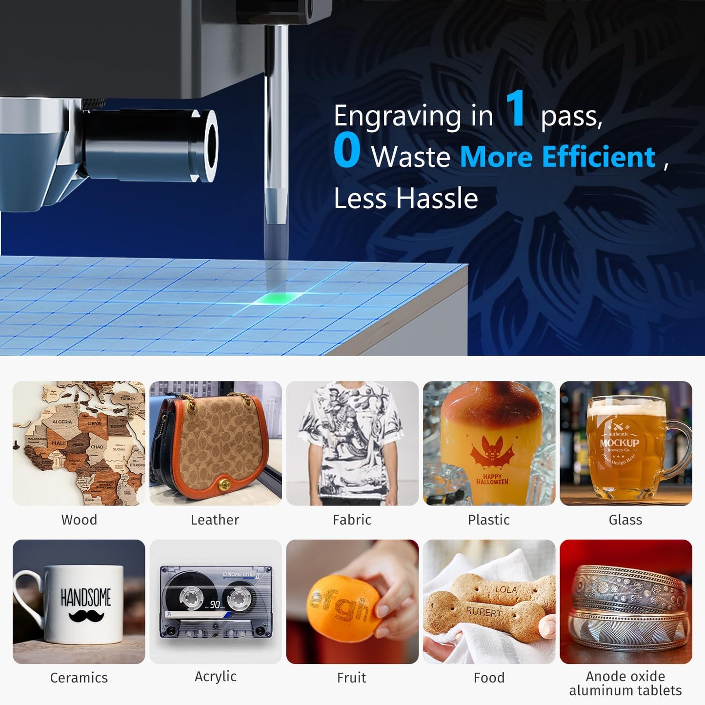 Gluwphy Laser Engraver Machine 10000mW(10W) Enclosed Diode Laser Cutter for Beginner, Class 1 Safety Laser Engraving Machine for Wood, Metal, Acrylic, with Air Assist, Honeycomb, Air Filter, Black