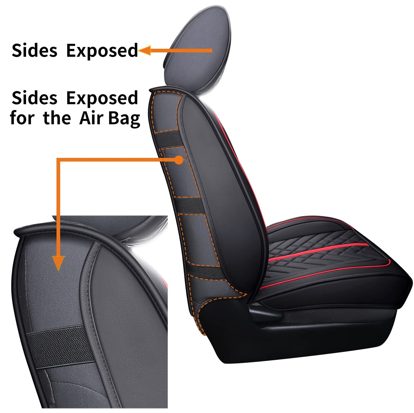 Tomatoman Toyota Tacoma Seat Covers Custom Fit 2005-2022 2023 2024 2025 Access Crew Double Cab Truck TRD Pro Trail Edition Limited SR5 Offroad Car Cushions (2 PCS Front/Black-Red)