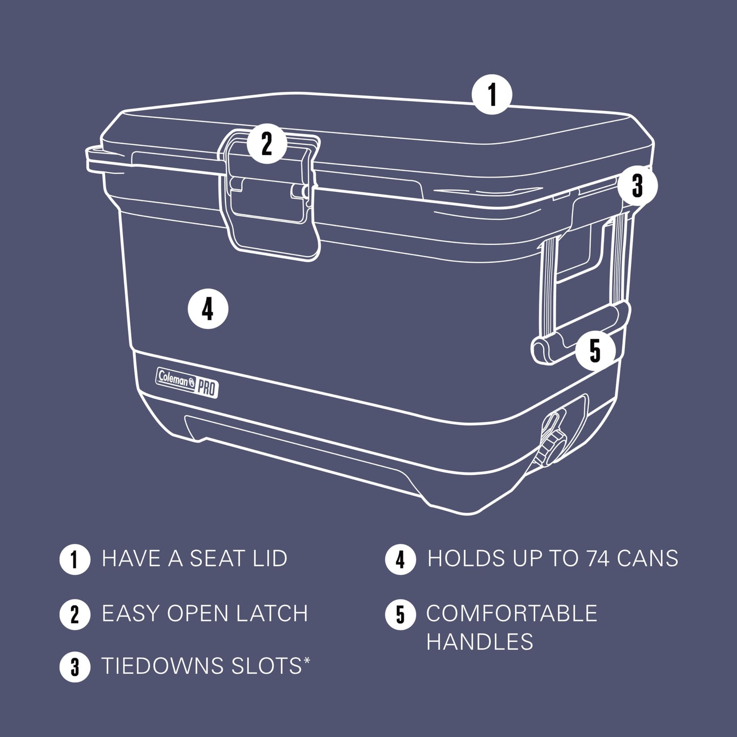 Coleman Pro Heavy-Duty 45qt Ultra-Light Premium Hard Cooler, Extra-Thick Insulation Keeps Ice up to 4 Days, 74-Can Capacity