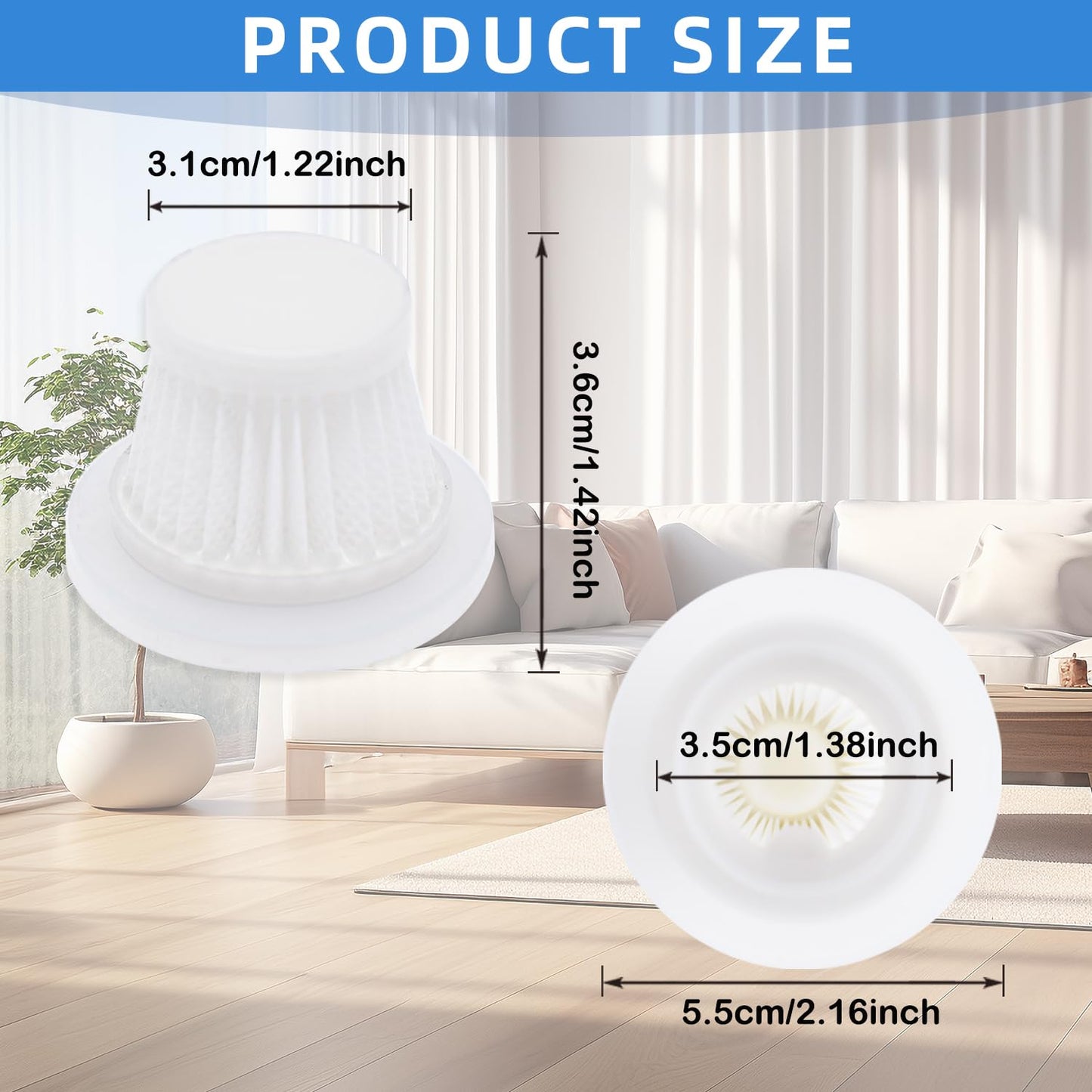 6-Pack LT-117C HEPA Filter Replacement: for KMM Handheld Car Vacuum Cleaner