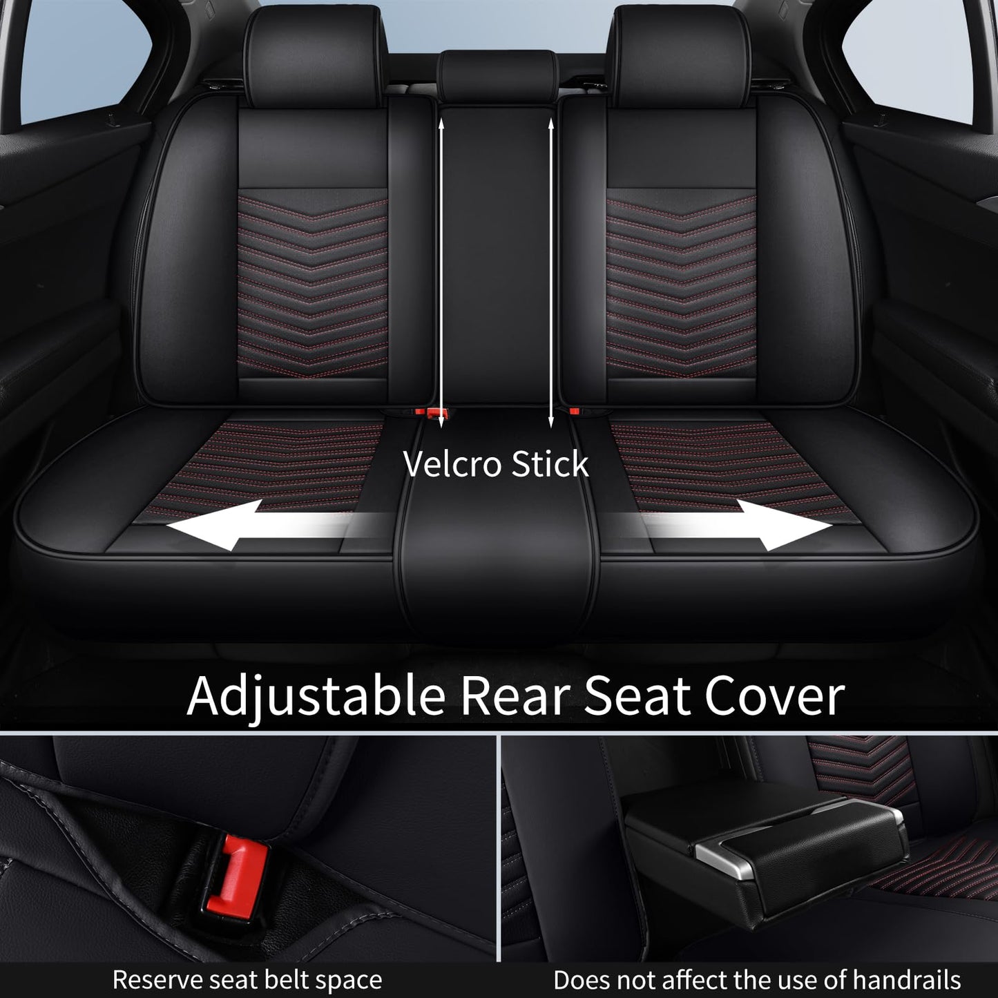 HChengkikz Car Seat Covers,Breathable and Waterproof Faux Leather Automotive Seat Covers,Universal Anti-Slip Driver Seat Cover for Cars SUV Pick-up Truck Sedan(Style1,5 PCS Full Set,Black+Red)