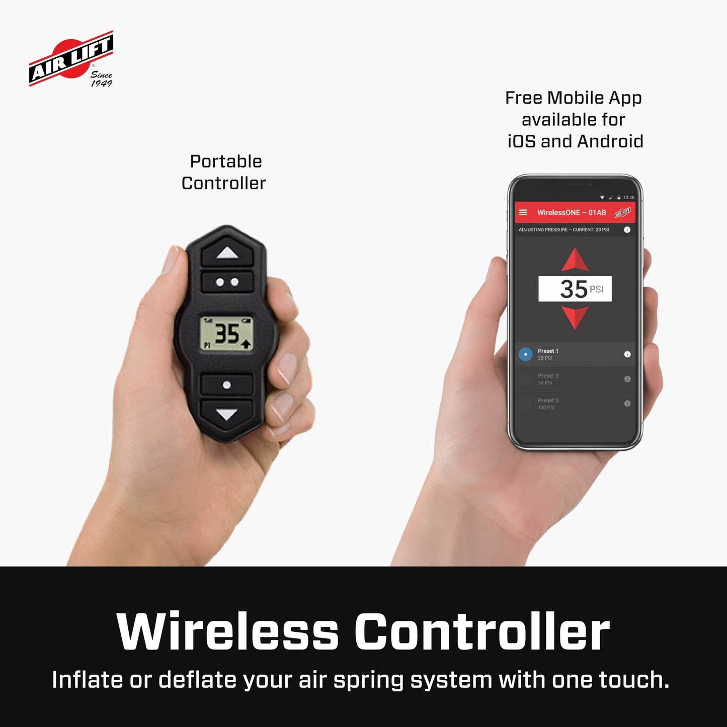 Air Lift WirelessOne 2nd Generation + EZ Mount On-Board Air Compressor with Mobile App - 25980EZ