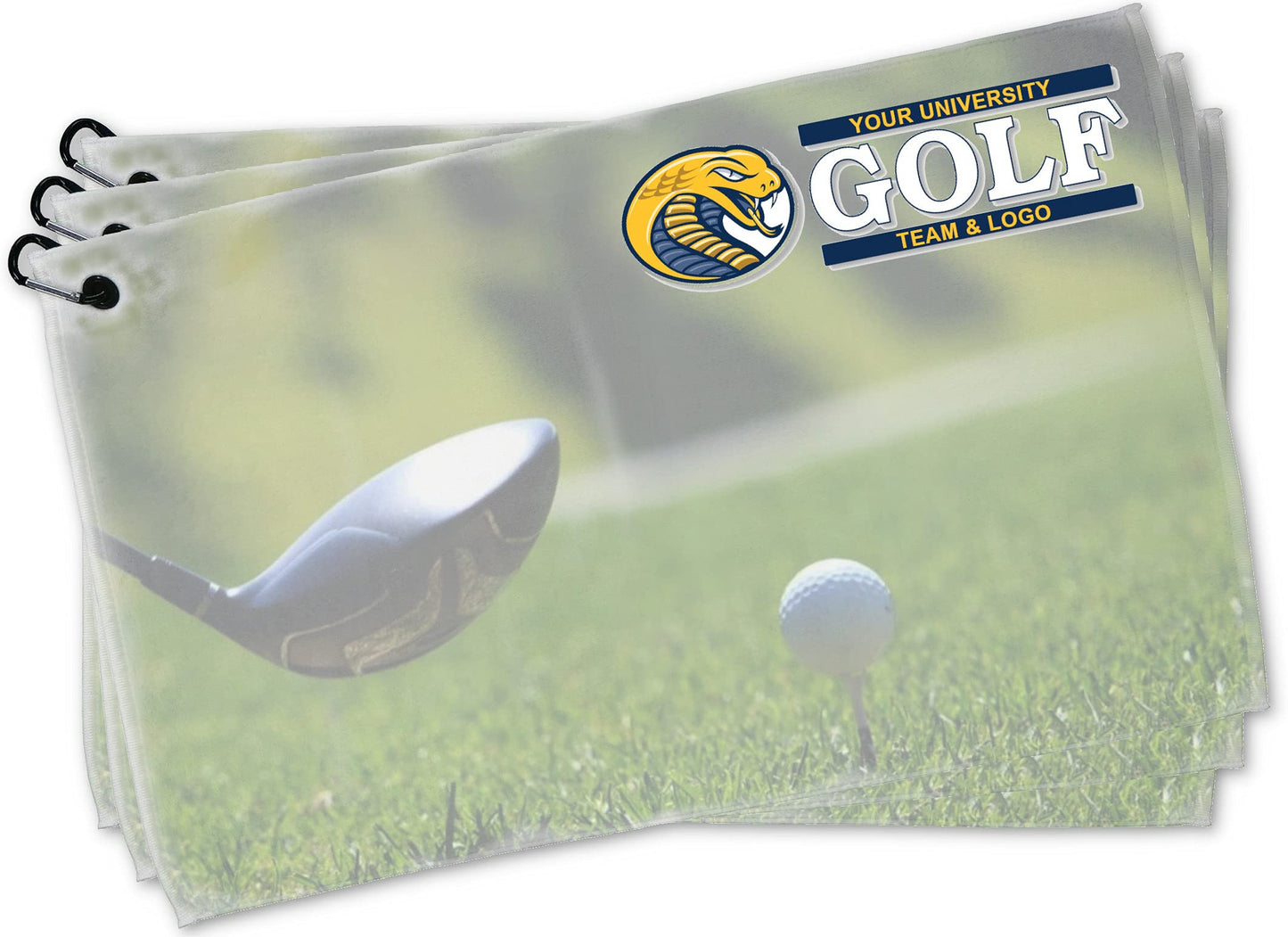 Smart Go - Golf & Sports Towel with Carabiner Clip (100 Towels) - Digital Custom Print Your Company Artwork or Business Logo - Promotional Golf Towel for Sports Activities - 8 x 11.75