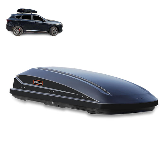 Black Horse Rooftop Cargo Carrier ABS + PMMA Hard Shell, 16 Cubic Feet Waterproof Car Roof Cargo Carrier Box w/Dual Side Opening, Security Key, 165lbs Capacity, for 28" to 80" Wide Crossbar Rack