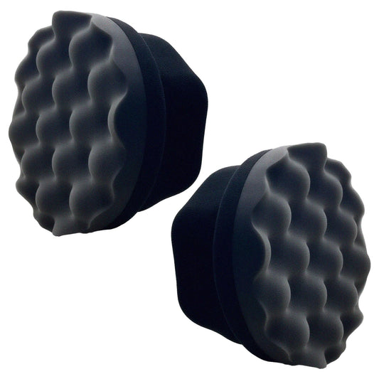 2 Pcs Large Tire Shine Applicator, Reusable Tire Dressing Applicator Wave Contoured, Tire Sponge Pads for Car Detailing Cleaning, 4.33 inch
