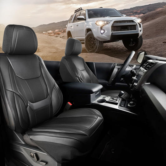 Coverland Custom Car Seat Covers Compatible with Outback, CR-V, Tucson, Wrangler, GX 460 - Premium Leather Non-Slip Memory Foam Waterproof Protector Front Seat-Black [See Size Chart-Size A10]