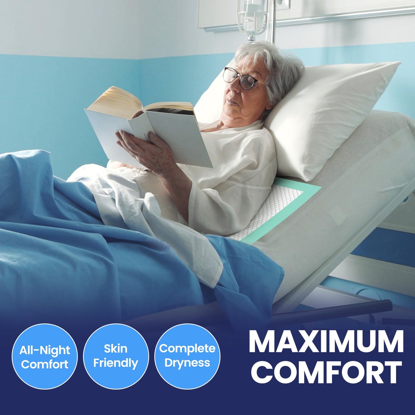 AOZITA 50-Pack Disposable Underpads 30" x 36" Incontinence Chux Pads Ultra Absorbency Protective Bed Pads, Heavy Duty Leakproof Absorbent Bed & Pee Pads for Adult, Senior, Kids and Pet