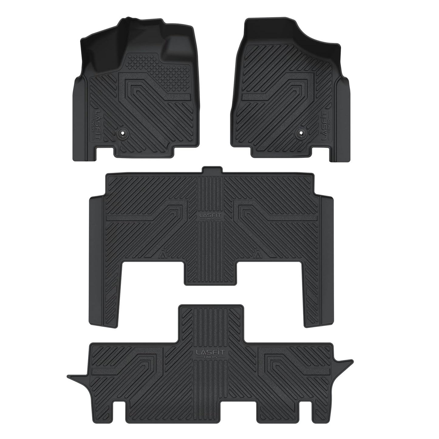LASFIT Floor Mats Fit for Chrysler Town & Country 2008-2016/Dodge Grand Caravan 2008-2020, All Weather TPE Fit Floor Liner for Chrysler Town & Country & Dodge Grand Caravan 3 Row Car Mats, Black