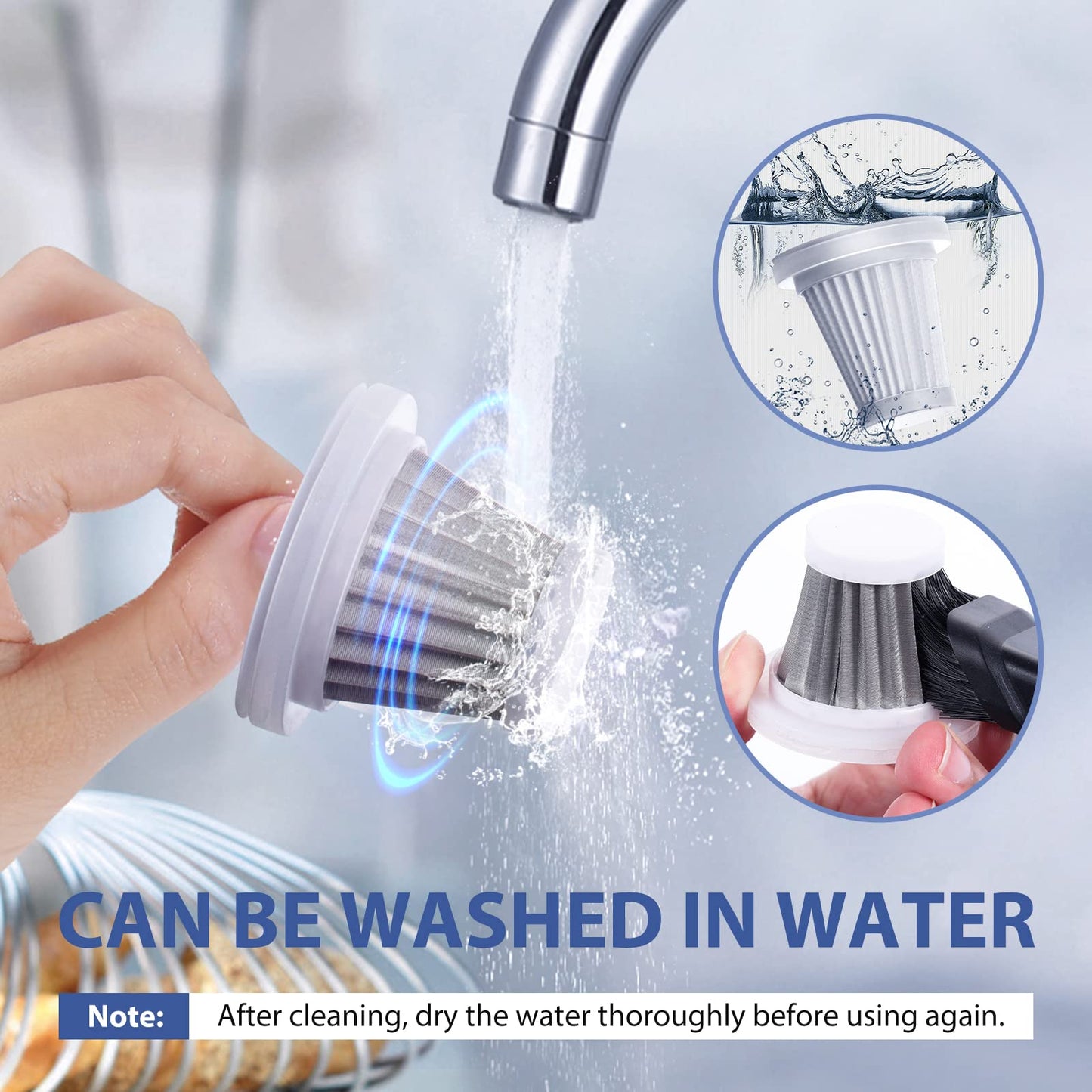 Saker Car Vacuum Cleaner Original Filter Set, 3 HEPA Filter and 1 Steel Filter, Adapted to Saker HL Series Handheld Vacuum Cleaners,Robust and Durable, Washable 4PCS