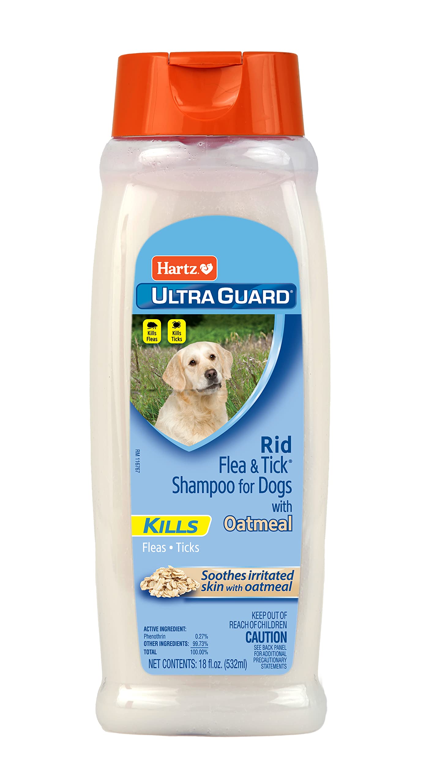 Hartz UltraGuard Rid Flea & Tick Oatmeal Dog Shampoo, 18 oz Bottle