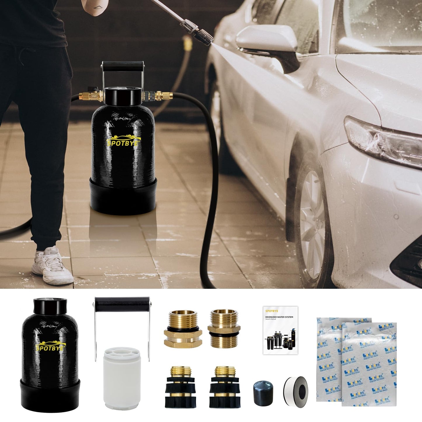 Filterelated Deionized Water System with 10L Resin & Built-in Heavy Metal Filter, Extends Resin Life by 15%, for Spot-Free Rinsing of Cars, RVs, Motorcycles, Solar Panels, Windows, Boats