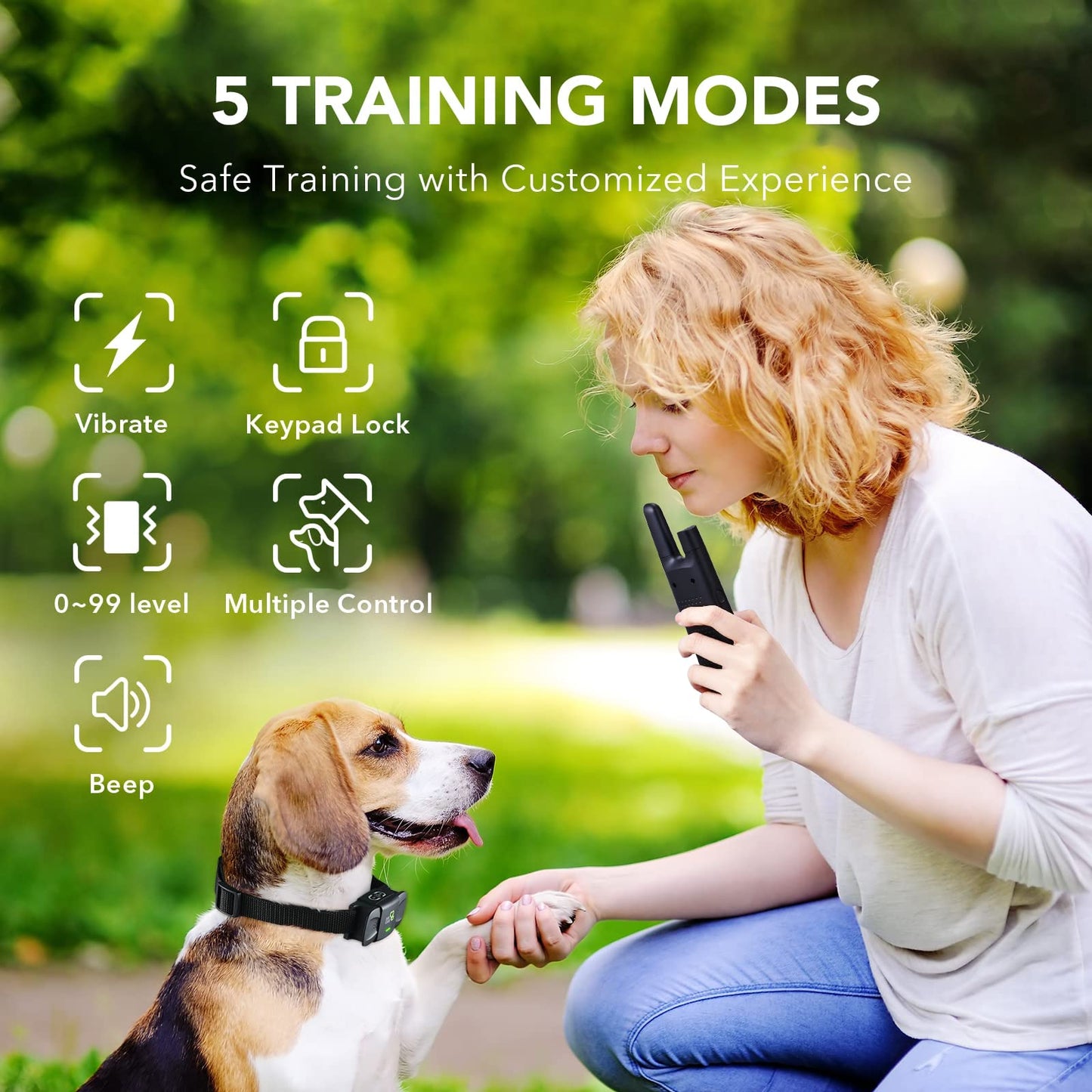 DOG CARE Dog Training Collar with Remote - Dog Shock Collar for All Dogs with 1800FT Remote, Rechargeable Dog Bark Collar with Beep/Vibration/Shock Modes, Security Lock, Rainproof