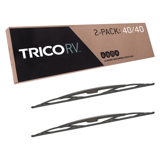 TRICO RV 40 Inch Pack of 2 Heavy Duty & Automotive Replacement RV Windshield Wipers w/Wide Saddle Attachment (67-4040-1)