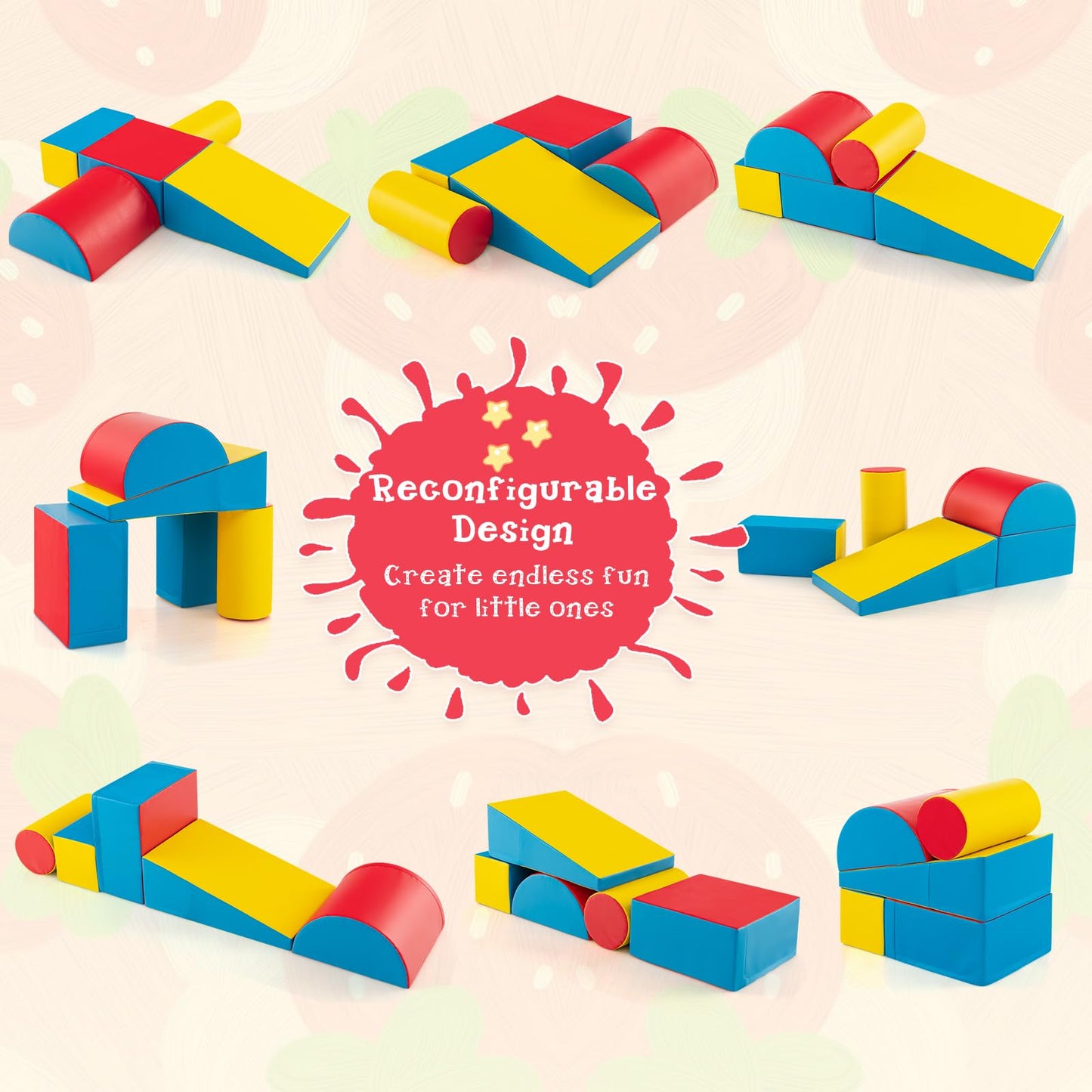 Costzon Climbing Toys for Toddlers, 5 Pieces Soft Foam Block Play Structures Infants Climbers for Child Development, Waterproof Indoor Crawl and Climb Foam Play Set for Kids Preschool Baby