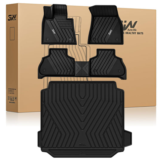 3W Floor Mats & Cargo Liner Custom Fit for BMW X5 2019-2024 2025 2026 40i/45e/50e/50i/M/M50i/M60i TPE All-Weather Full Set Heavy Duty Floor Liner and Trunk Mat Accessories (Only for 5 Passenger)