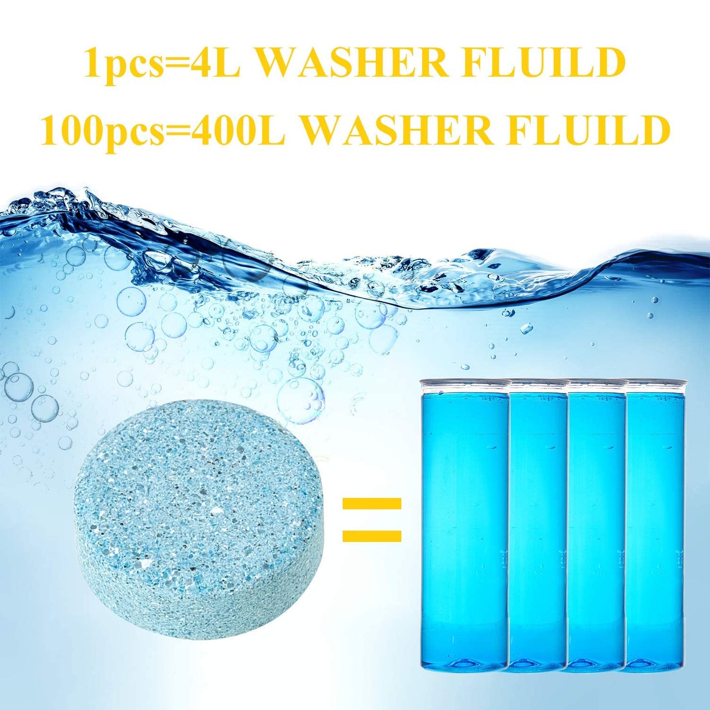Boao 100 Pcs Car Windshield Washer Tablets Cleaning Washer Fluid Tablets Glass Concentrated Cleaner Windshield Wiper Fluid Solid Effervescent Remove Auto Glass Stains Clear Car Vision