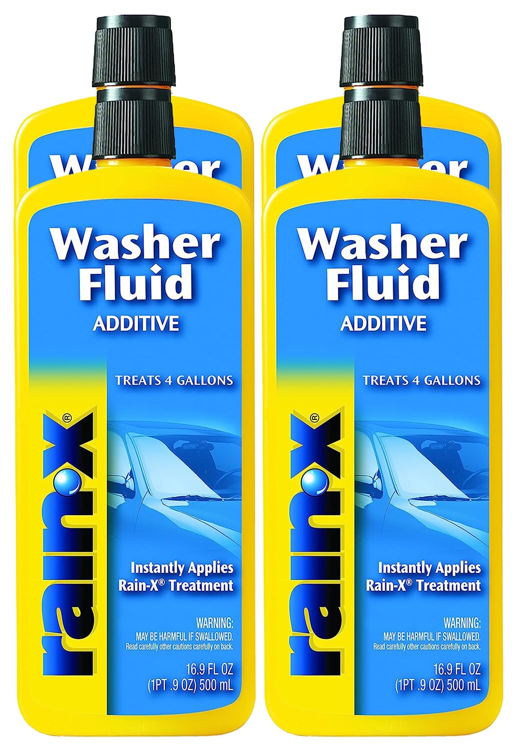 Rain-X Windshield Washer Fluid Additive - Windshield Wiper Fluid and Car Window Cleaner, The Ultimate Clarity for Your Car! - 16.9 fl. oz, 500. ml, 4 Pack