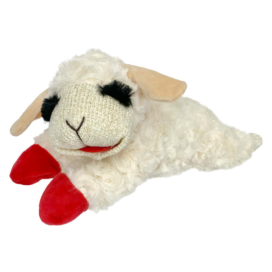 Multipet Lamb Chop Dog Plush Toy - Squeaky Dog Toy for Small & Medium Dogs - Extra Soft Plush Dog Toy - Stuffed Animal Dog Toy for Cuddling & Playing - Cute Pet Toy (10", Cream, 5 Squeakers)