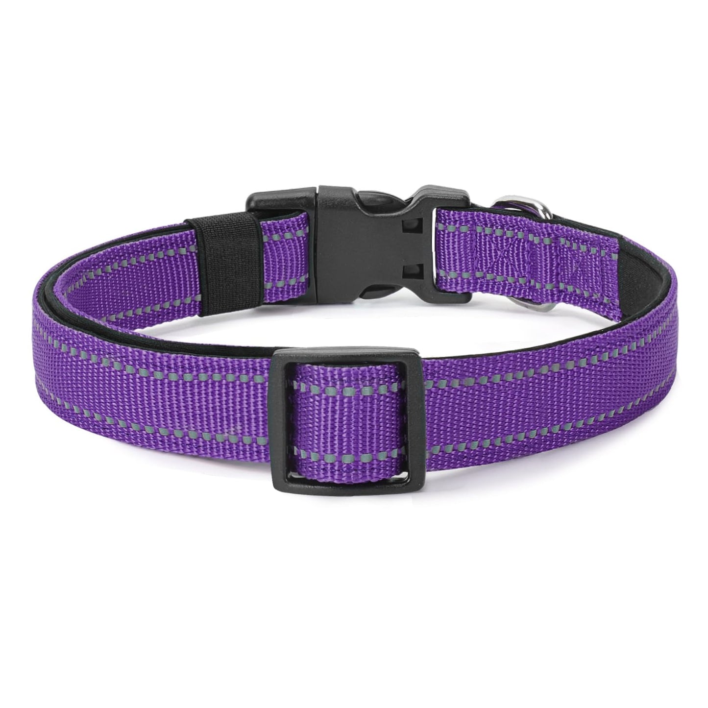 PenSeepet Reflective Dog Collar Padded with Soft Neoprene Breathable Quick Release Basic Dog Collars for Large Dogs Purple Girl