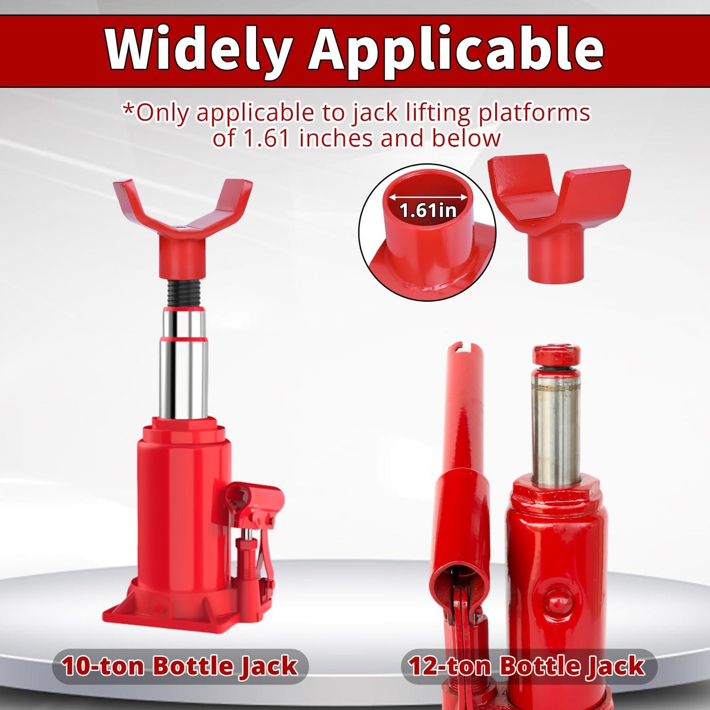 Zuzupord Bottle Jack Adapter - Universal Steel Adapter for Safe Jack Lift, Fits 1.61-Inch (41mm) or Smaller Bottle Jacks, Works with Round Axles (4.5" Max) & Square Axles (3.5" Max)