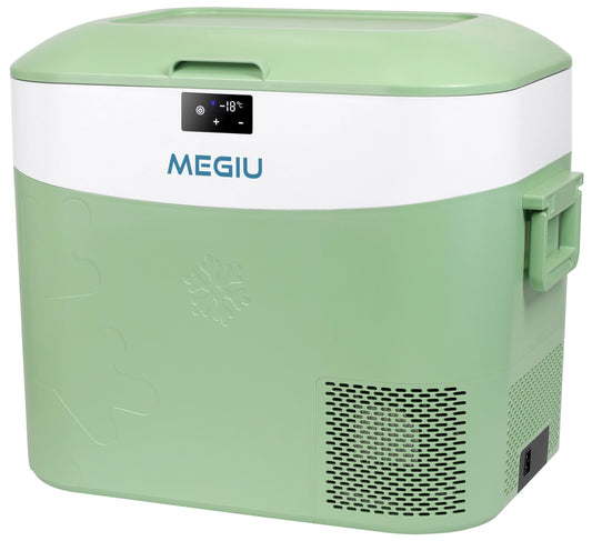 Megiu Car Fridge Portable 12 Volt Refrigerator 23 Quart (22 Liter) Freezer Compressor Cooler 12V/24V DC 110～240 V AC for Outdoor, Camping, Travel, Home Use -18℃~+15℃ (Green)
