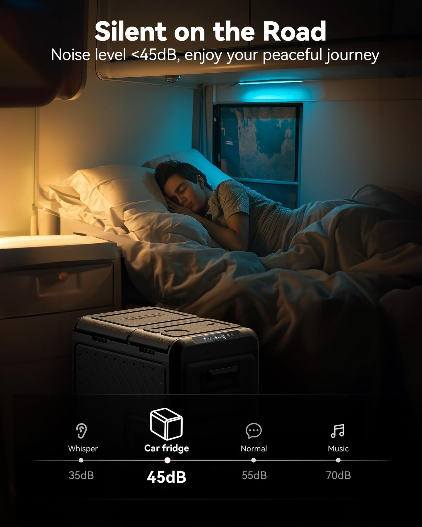 WOLFBOX 12V Car Refrigerator, 48 Quart Dual Zone Car Fridge, Portable Freezer(-8℉~68℉) with 12/24V DC 100/240V AC, APP Control Electric Cooler for Car, RV, Camping, Travel and Home Use