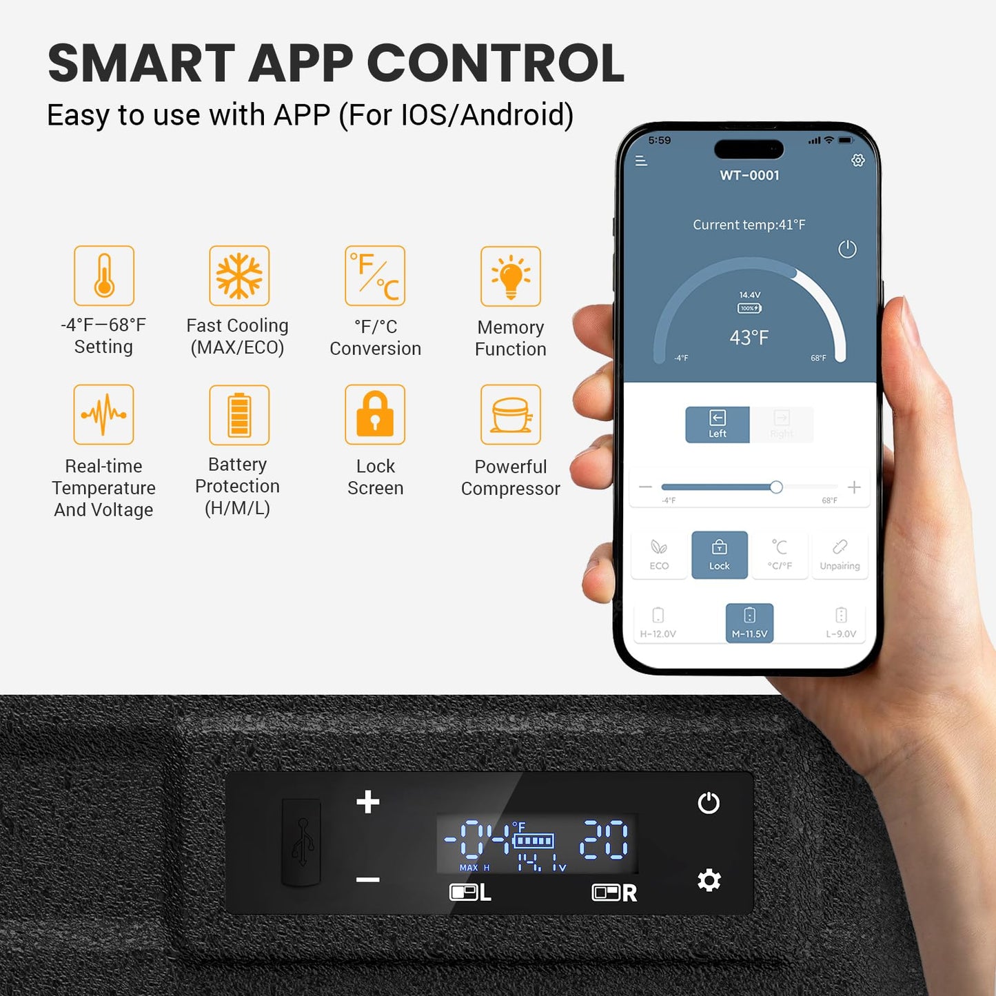 Pitycbo Car Refrigerator 12v Portable Fridge for Car, Auto 56 Quart Dual Zone Freezer Compressor Cooler, -4℉—68℉ 12/24V DC 100~240 Volt AC for Truck, Camping, Travel, Vehicles, RV