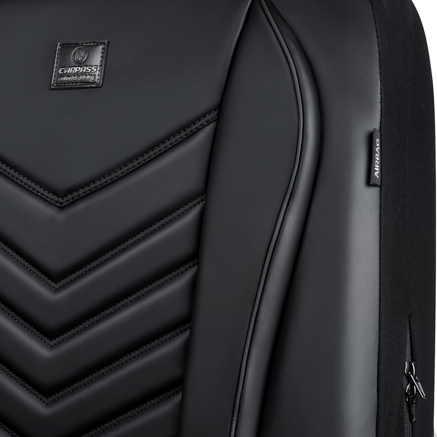 CAR PASS 3D Foam Faux Leather Car Seat Covers Front Seats,Waterproof Leather Front Seat Cover for Cars,Luxury Universal Fit Anti-Slip for SUV Truck Sedan Automotive,Armrest Airbag Compatible,Black