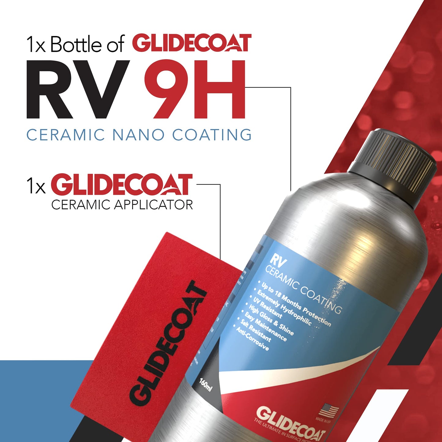 Glidecoat RV Ceramic Coating (160ml) - 9H Ceramic Coating for RVs, Aircraft, Cars & More - Better Than RV Wax and More Durable than Regular Ceramic Coating for Cars - Finest Nano Coating for the Road