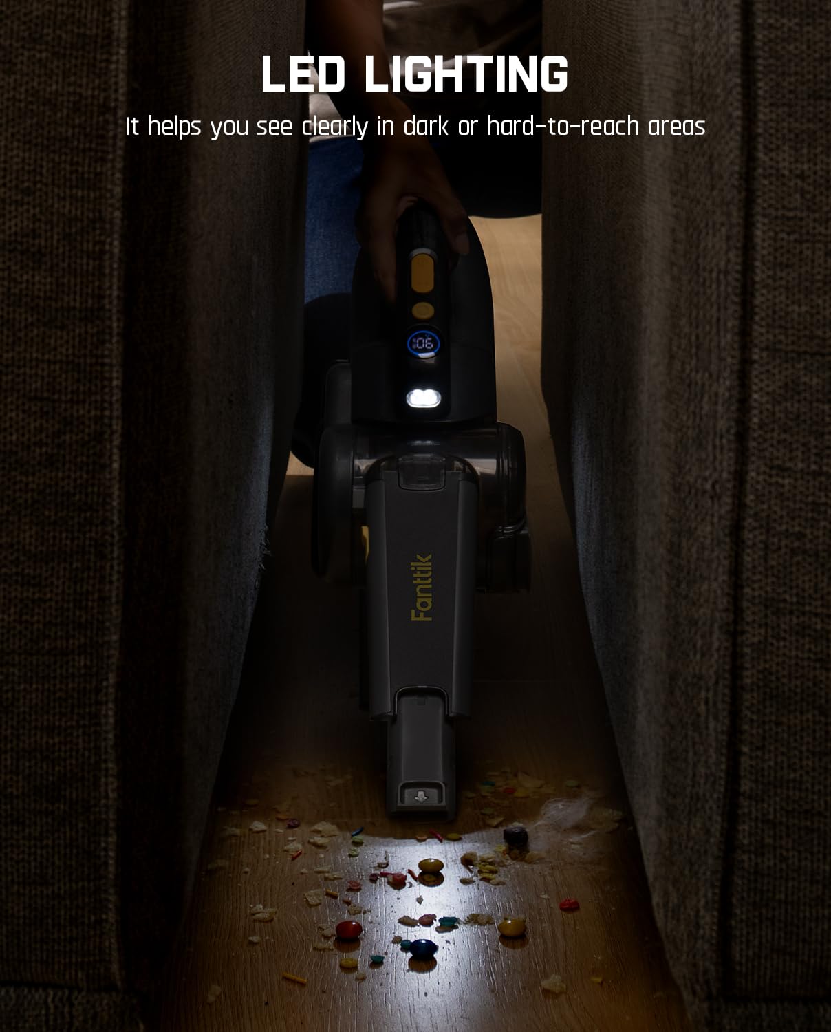 Fanttik Fold V10 Ultra Deluxe Handheld Vacuum Cordless, 17kPa Suction Power, Charging Base, Pivot Nozzle, Up to 35 Mins Runtime, Smart LED Display, Cordless Dustbuster Vacuum for Home, Car