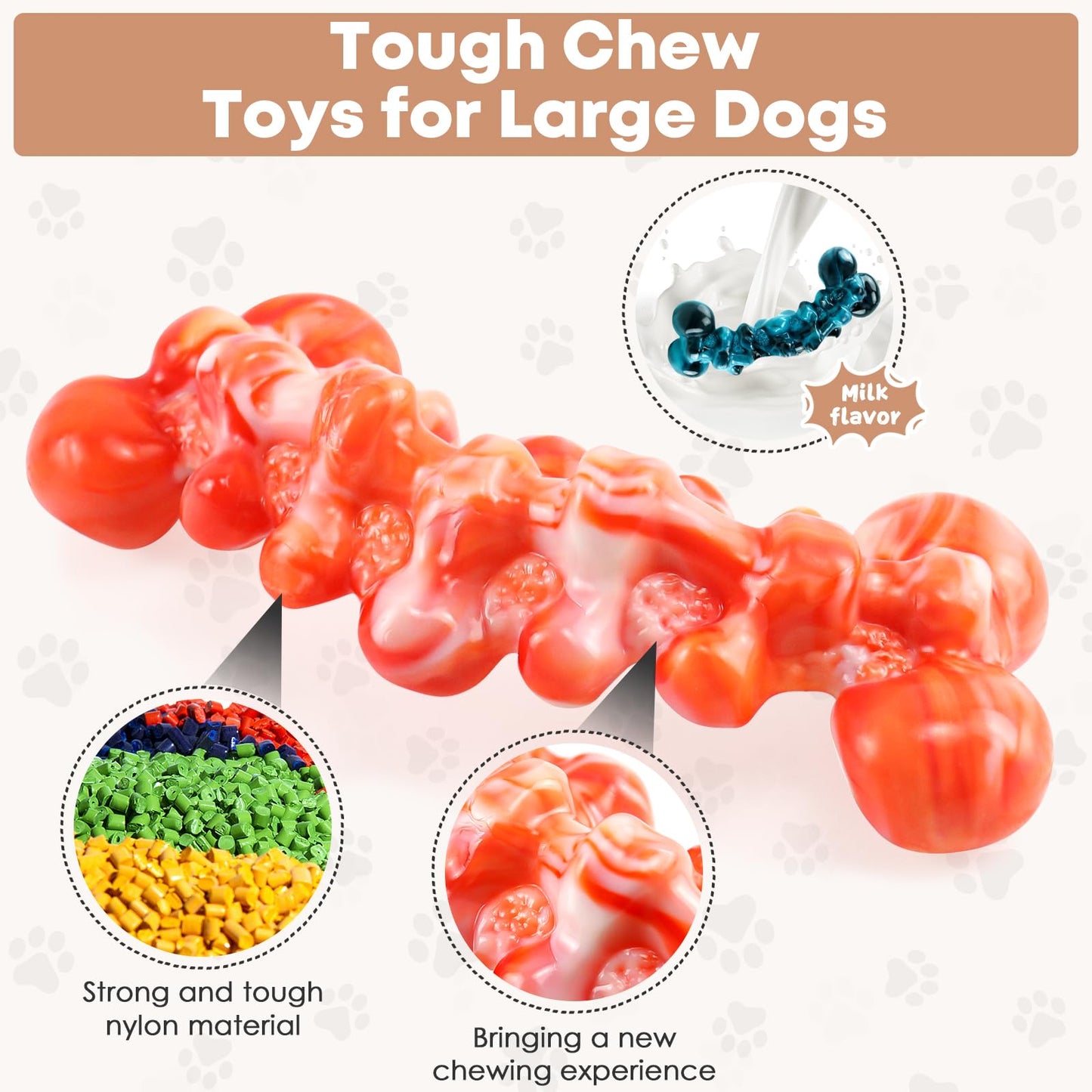 WOWBALA Dog Toys for Aggressive Chewers - Super Chewer Dog Toy for Large Dogs - Durable Tough Chew Toy - Indestructible Dogs Toys for Medium, Large Breed