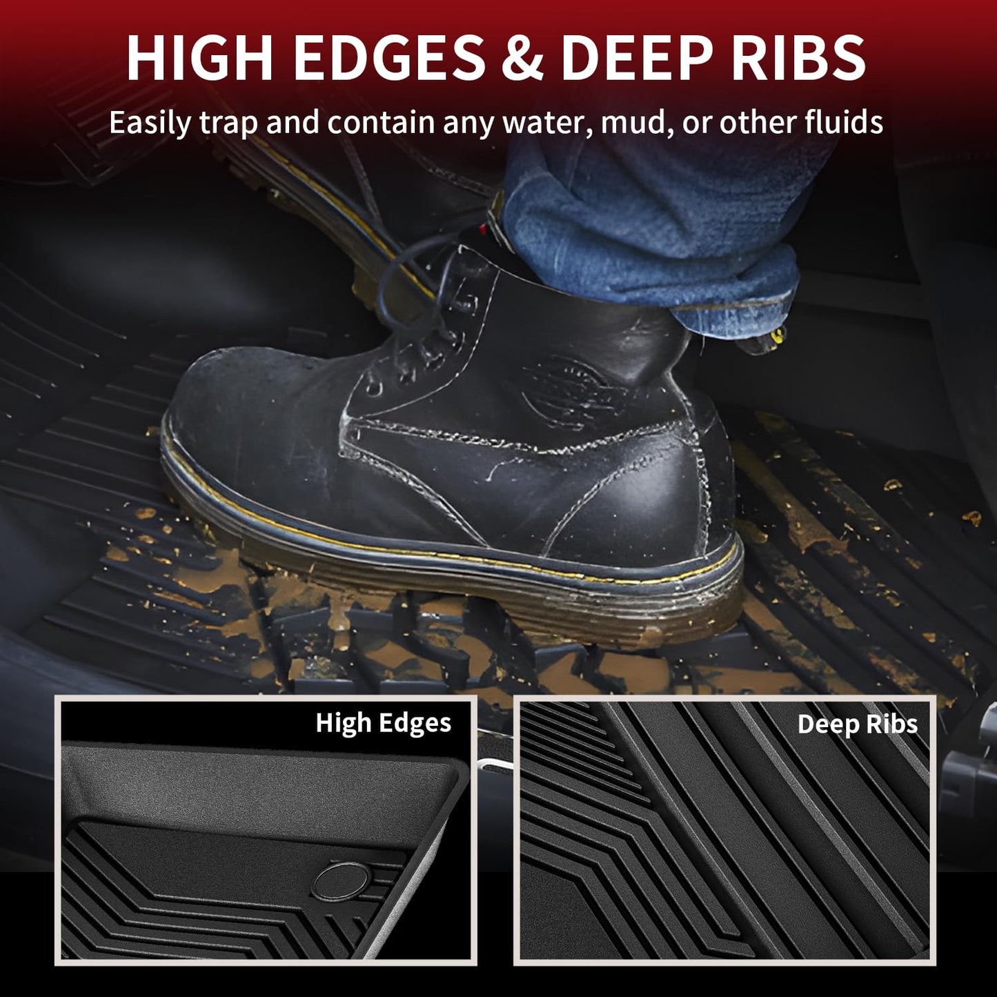 LASFIT Floor Mats for Toyota Camry 2024-2018 FWD Only (Not Fit Hybrid or AWD), All Weather Custom Fit Floor Liner for Camry L/LE/SE/TRD/XLE/XSE Front & Rear 2 Row Car Mats, Black