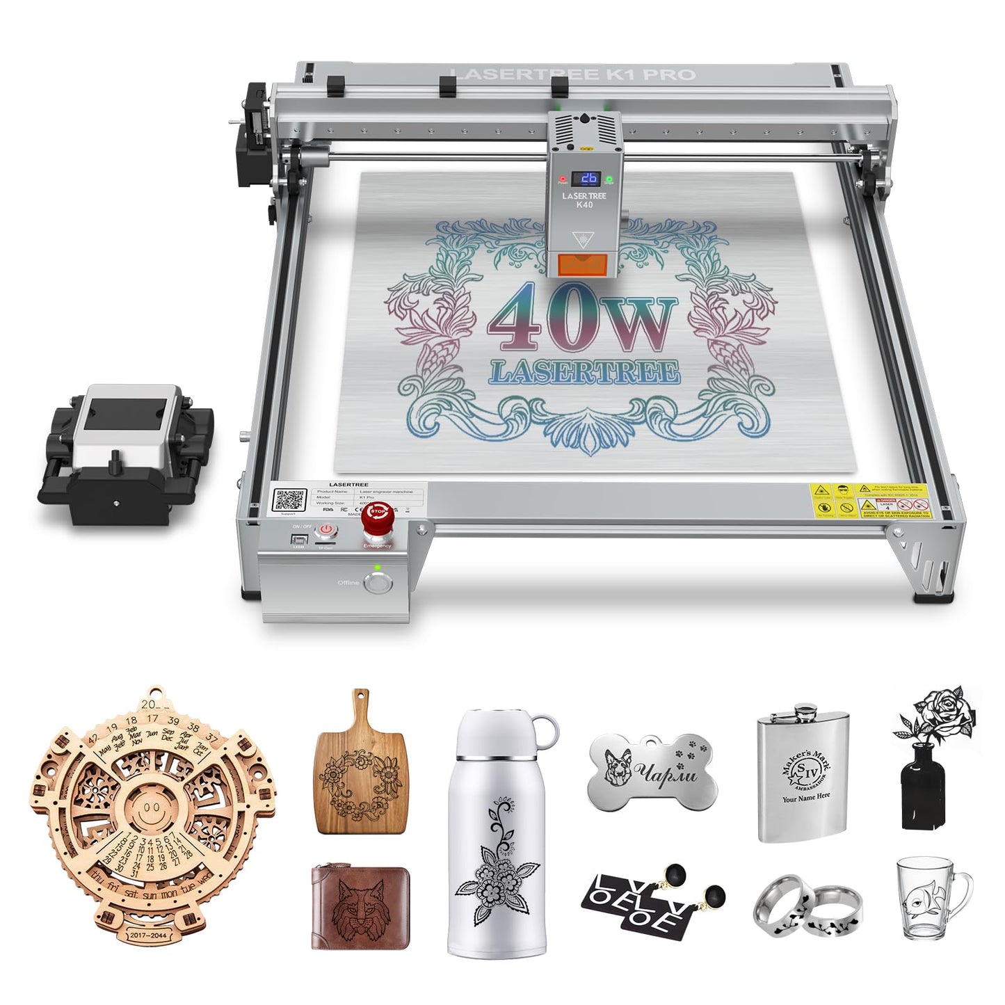 LASER TREE Laser Engraver Machine, 40000mW(40W+) Output Power Laser Cutter with Air Assist Pump Kit, High Precision Laser Cutter and Engraver for Wood and Metal, Paper, Acrylic, Glass, Class 4