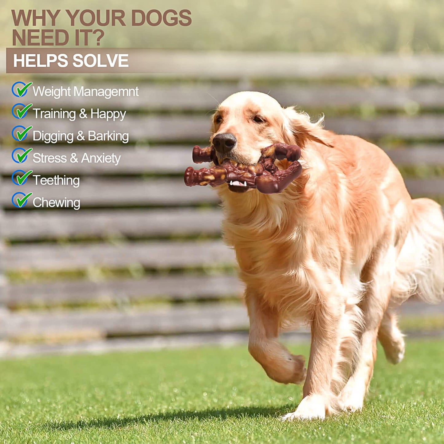 PETSTA Indestructible Dog Toys for Aggressive Chewers, Extreme Tough Toys for Large Dogs, Real Beef Flavored, Dog Bone for Medium/Large Dogs Breed, Gifts for Dogs