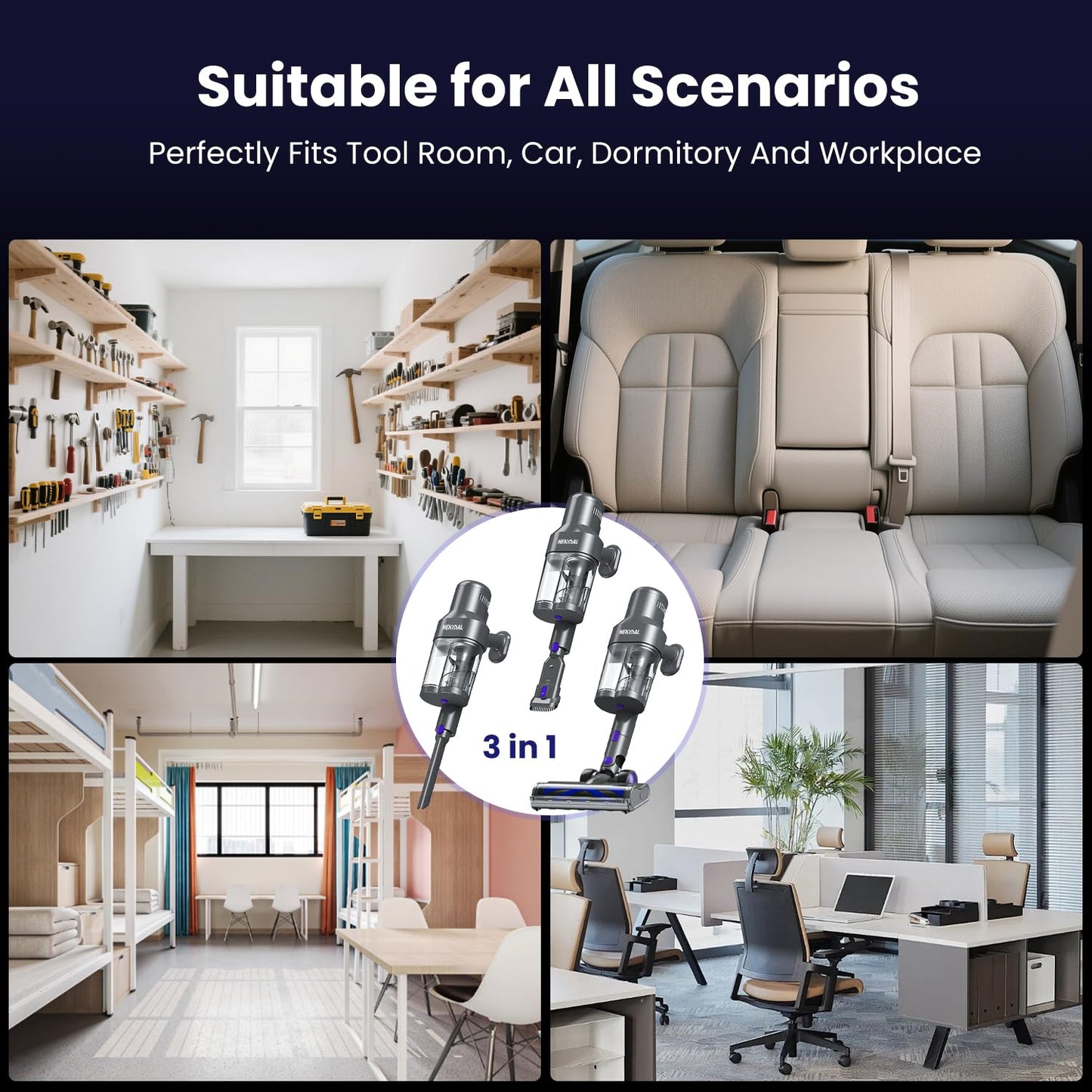 HENMAL 650W Cordless Vacuum Cleaner, 45KPA Suction Power, 70-Minute Runtime, Handheld & Foldable Design, Ideal for Pet Hair, Carpets, Hardwood & Bare Floors – Premium Home Cleaning Solution