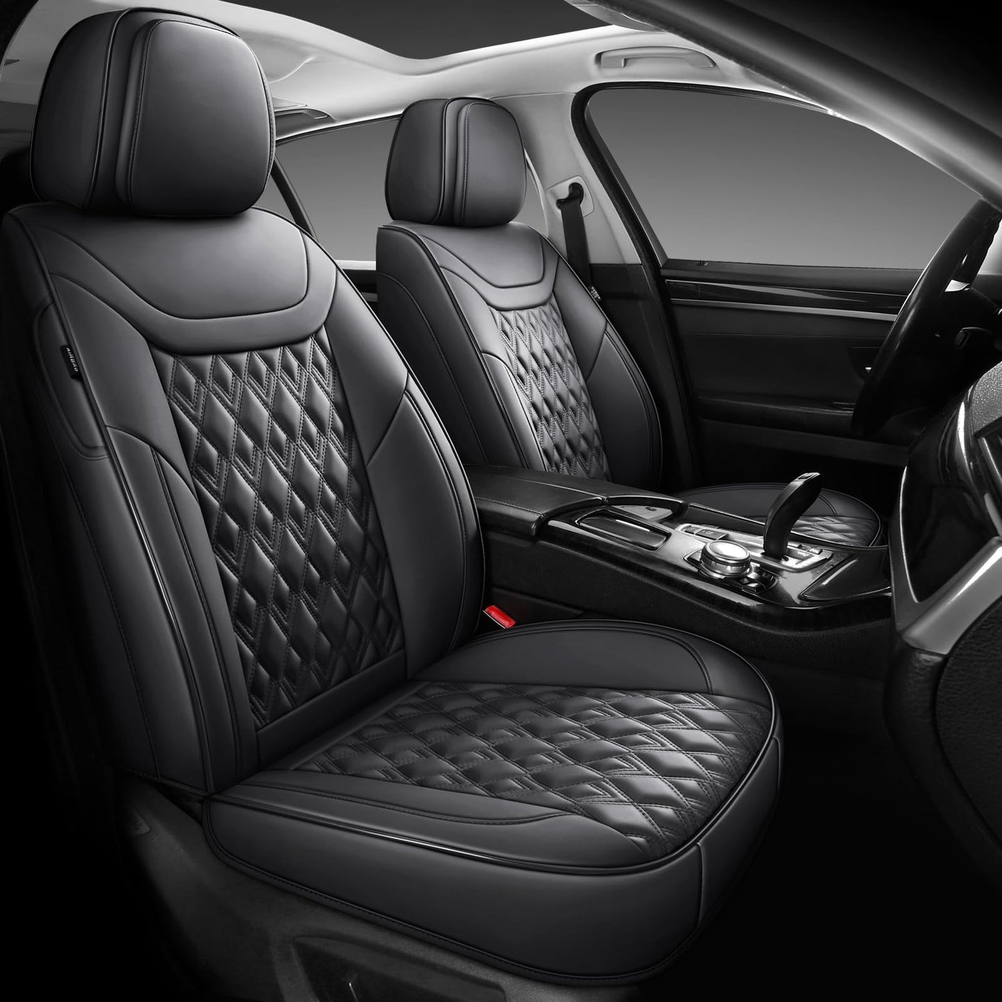 COMFDRIVE Car Seat Covers Full Set, Leather Seat Covers for Cars, Car Seat Protector Waterproof, Non-Slip Car Interior Covers Fit for Most Cars, SUV, Vans, Trucks,5Seaters,Full Set,Black