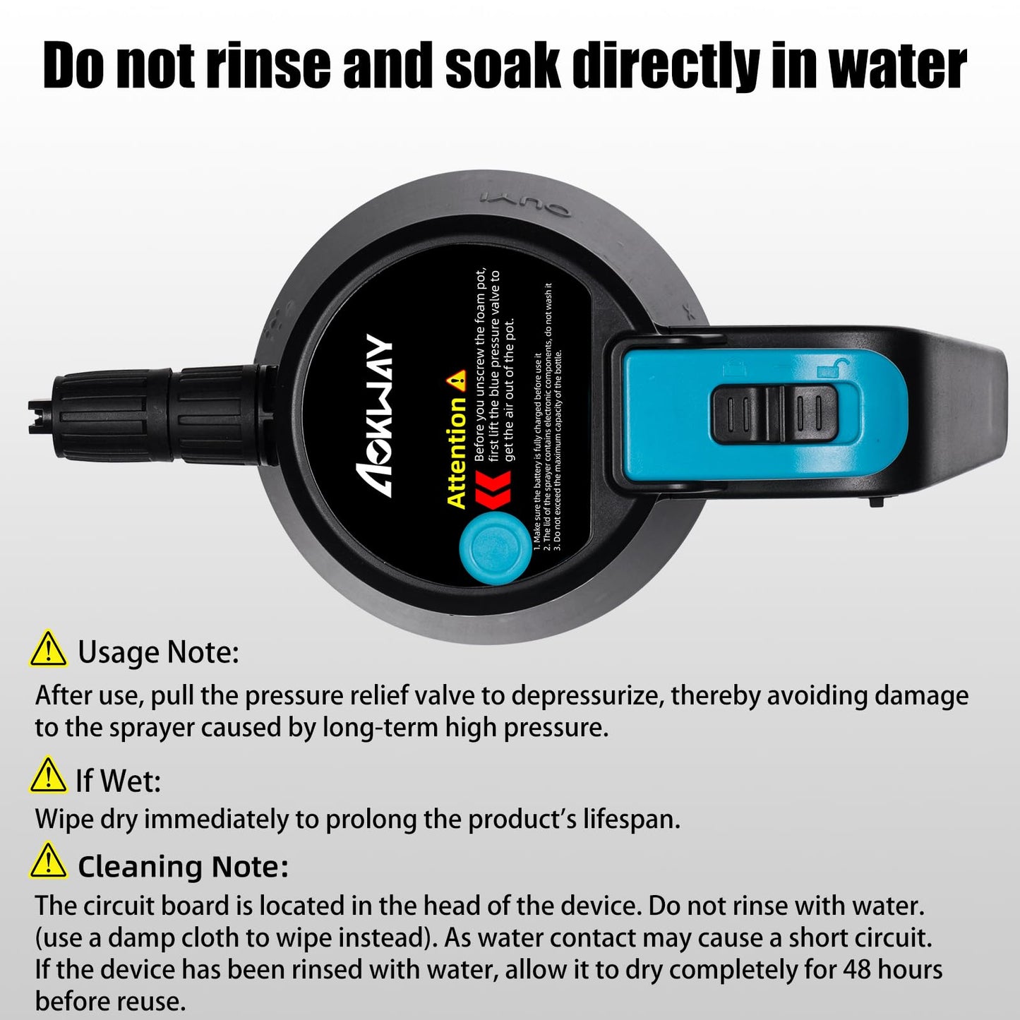aokway Electric Foam Sprayer Car Wash, Pump Sprayer Battery Powered Rechargeable for Garden, Car Foam Sprayer for Cleaning Detailing Handheld Spray Foam Gun