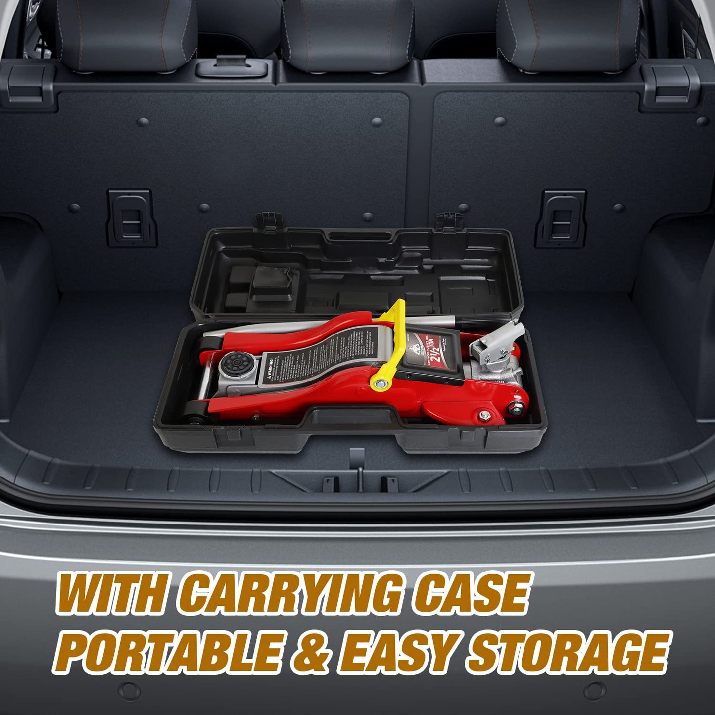 Jack Boss Floor Jack 2.5 Ton (5500 LBs) Hydraulic Low Profile Trolley Car Jack with Portable Storage Case, Lifting Range 3.5" to 14", Fit Use for Automotive Sedans, Red