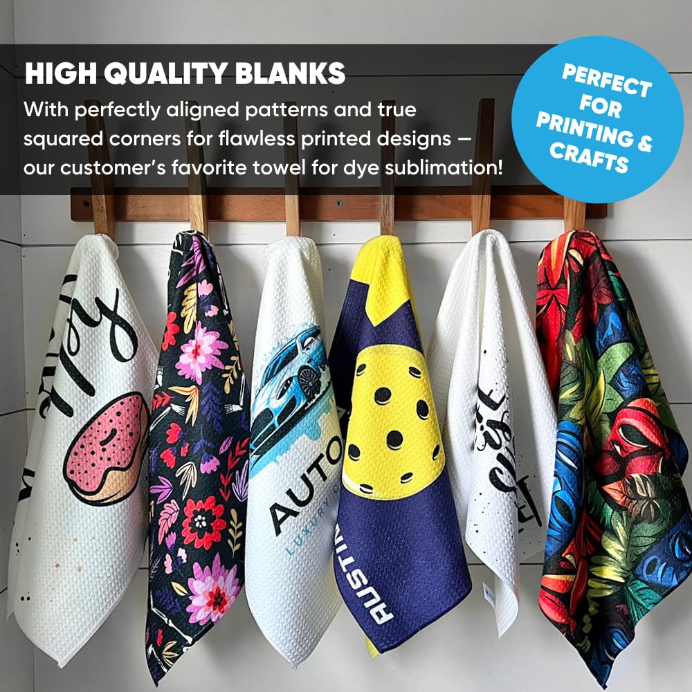 Microfiber Wholesale Sublimation Blanks Towels 16x24 - Premium Waffle Weave Microfiber Towels for Kitchen - Polyester Blanks for Kitchen or Craft Use - Bulk Pack of 156