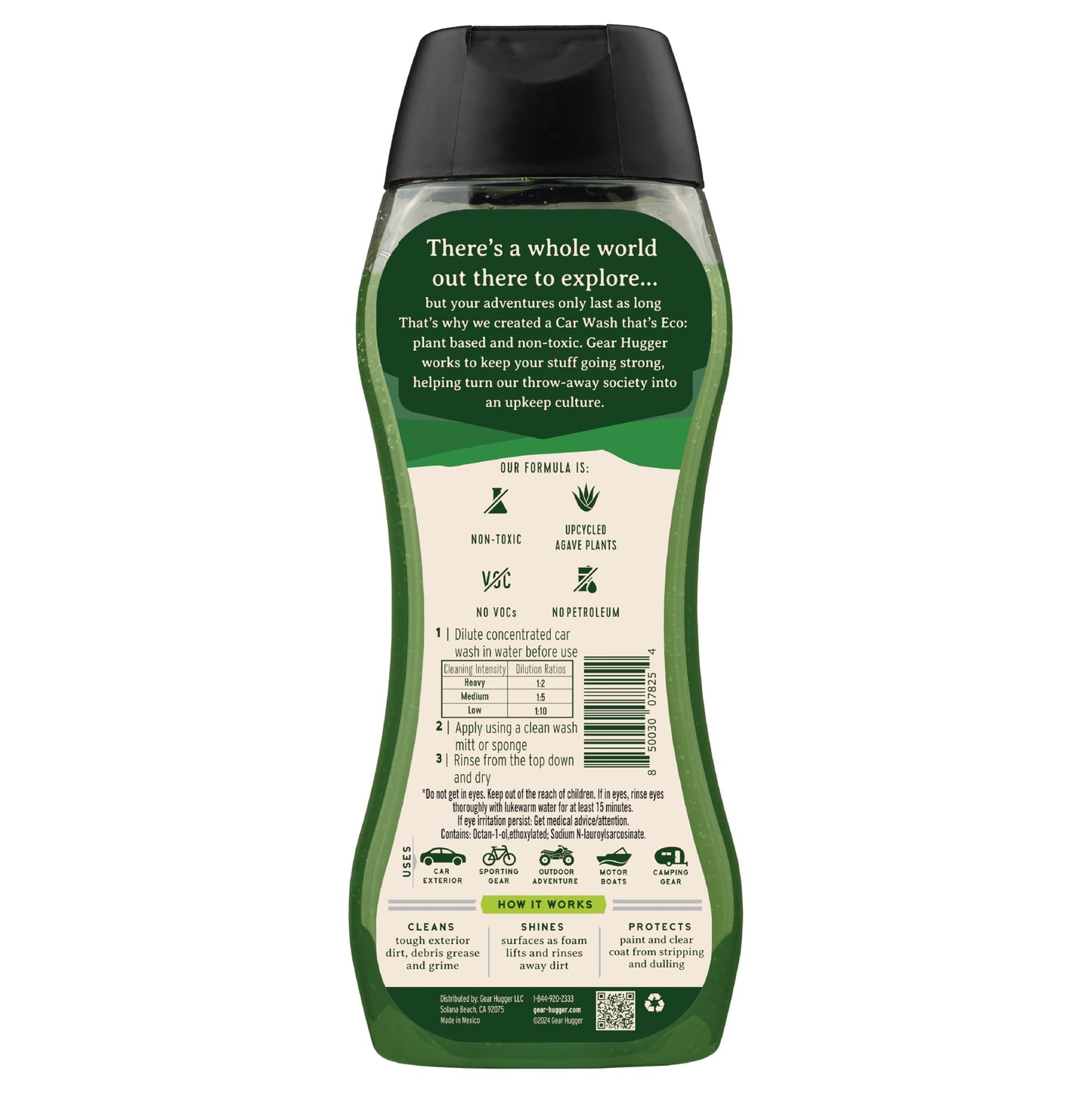 Gear Hugger Car Wash Soap (16 oz, Pack of 1) – Eco-Friendly Car Cleaner, Biodegradable Car Wash with Natural Saponins & Eucalyptus – Safe Car Soap for All Vehicle Surfaces