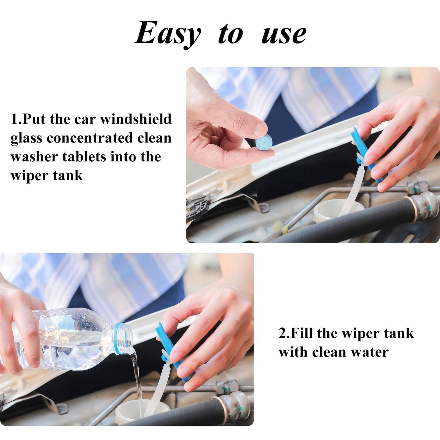 Boao 100 Pcs Car Windshield Washer Tablets Cleaning Washer Fluid Tablets Glass Concentrated Cleaner Windshield Wiper Fluid Solid Effervescent Remove Auto Glass Stains Clear Car Vision