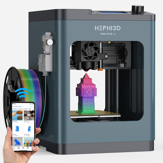 TINA2Plus 3D Printer, HEPHI3D 250mm/s High Speed FDM 3D Printers Fully Open Source, Auto Leveling Mini 3D Printer with WiFi Cloud Print, Fully Assembly 3D Printers for Beginners, Office, Home, School